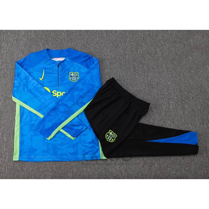 Tuta da Track di Felpa FC Barcellona Bambino 2024-2025 Blu e Verde